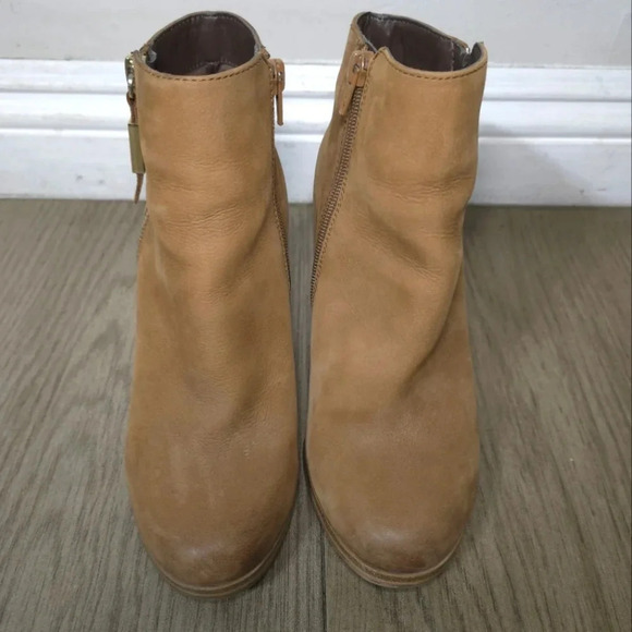 ALDO Mathia Brown Cognac Genuine Suede Block Heel Booties, Pre-loved, Zipper, 7 - Picture 3 of 16